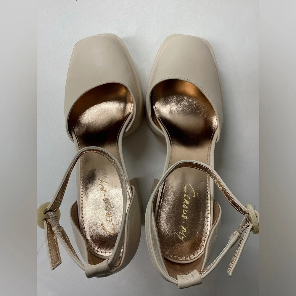 Sam Edelman Bailey Two-Piece Ankle-Strap‎ Platform Pumps Size 8.5